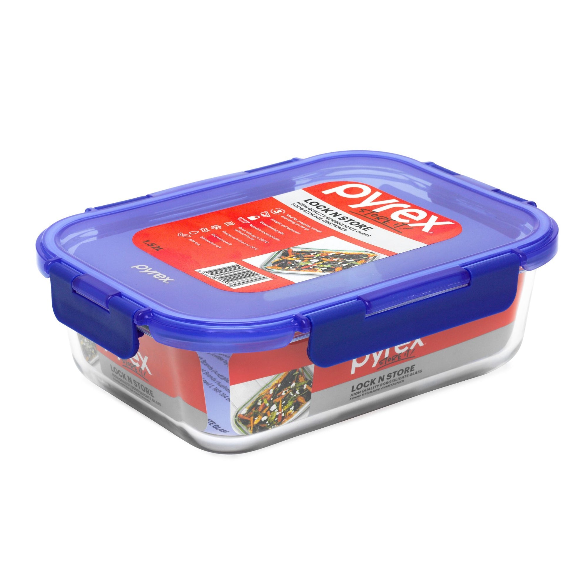 Pyrex Lock N Store Glass Rectangle Container (1.52L)