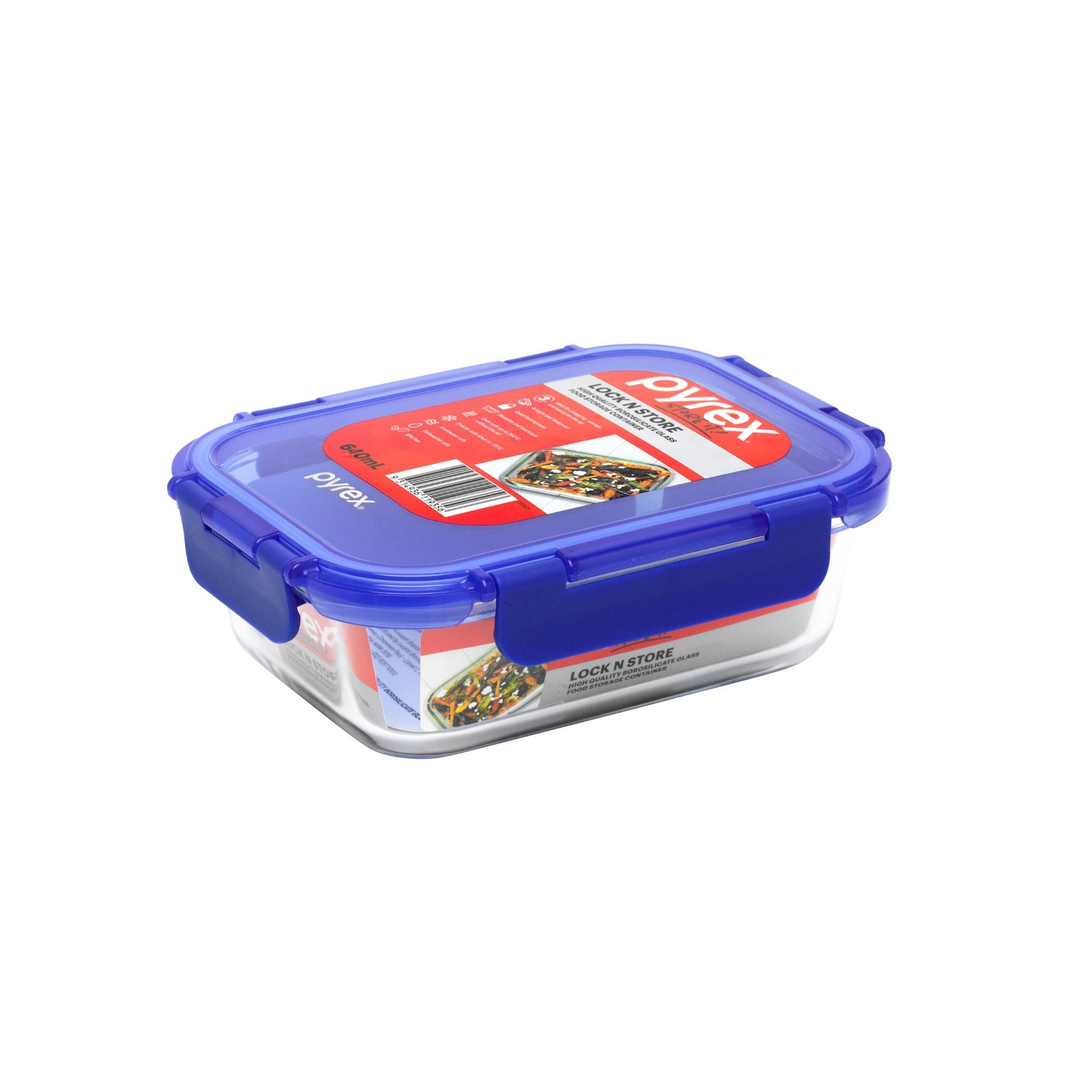 Pyrex Lock N Store Glass Rectangle Container (640mL)