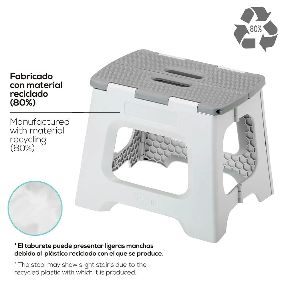 Compact Grey Foldable 27cm Stool