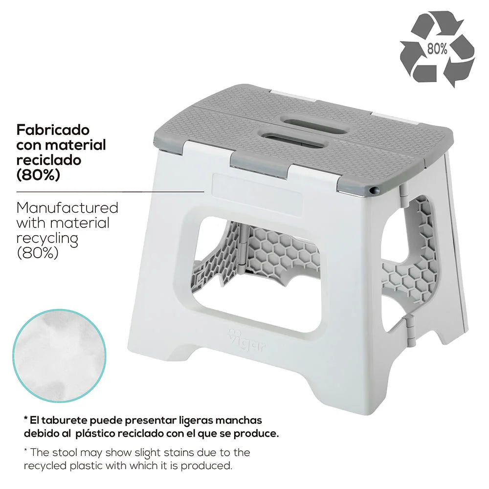 Vigar Compact Foldable Stool 23cm - Grey