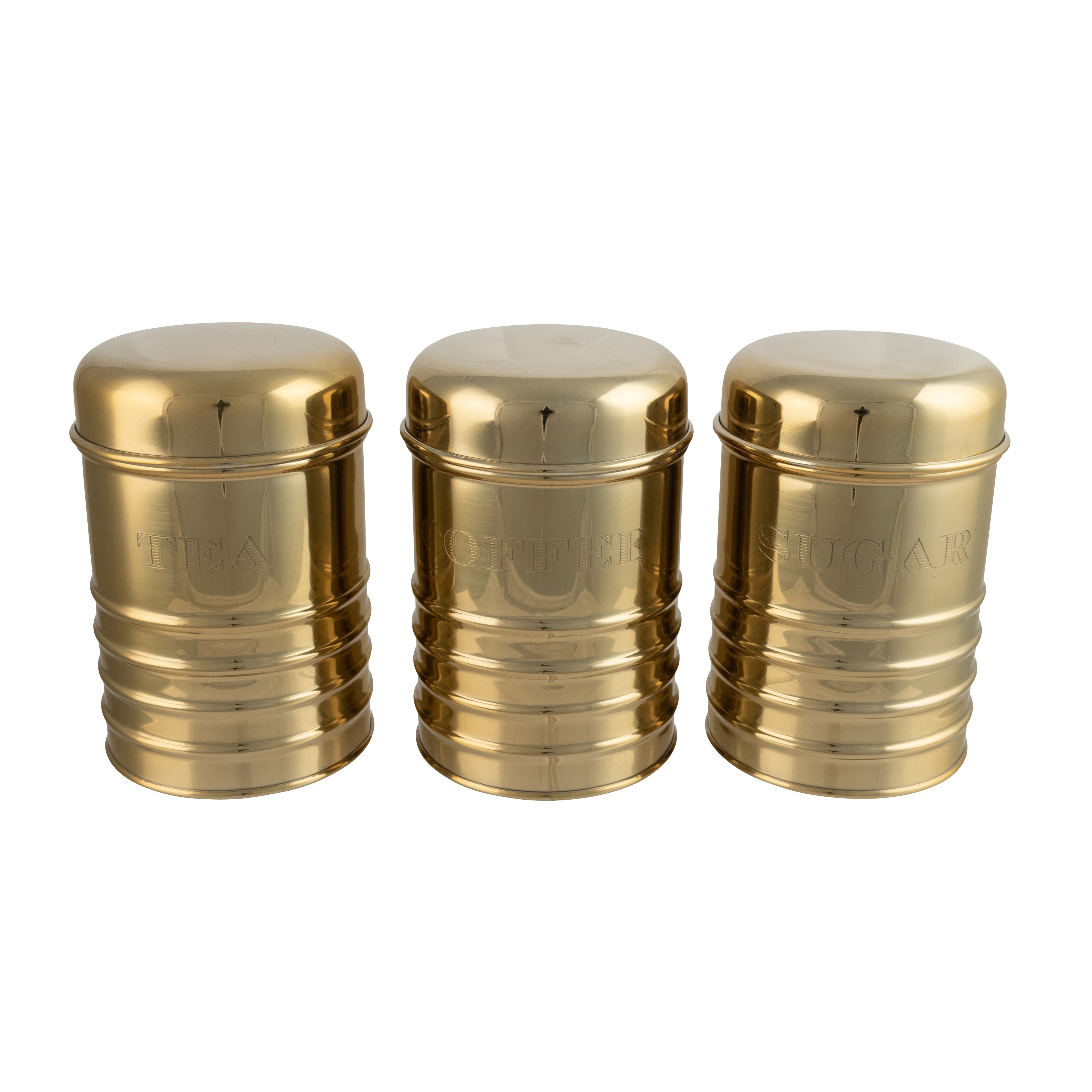 Pure Homewares Macie Stainless Steel Etched Gold Canister