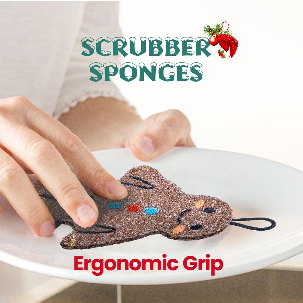 Gingerbread Man Scrubber Sponge - 3 Pack