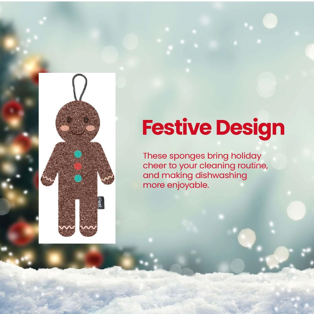 Gingerbread Man Scrubber Sponge - 3 Pack