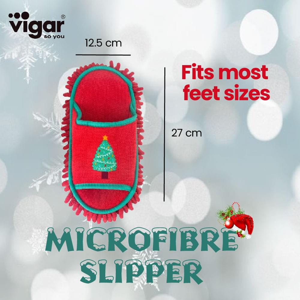 Vigar Christmas Tree Microfibre Cleaning Slippers