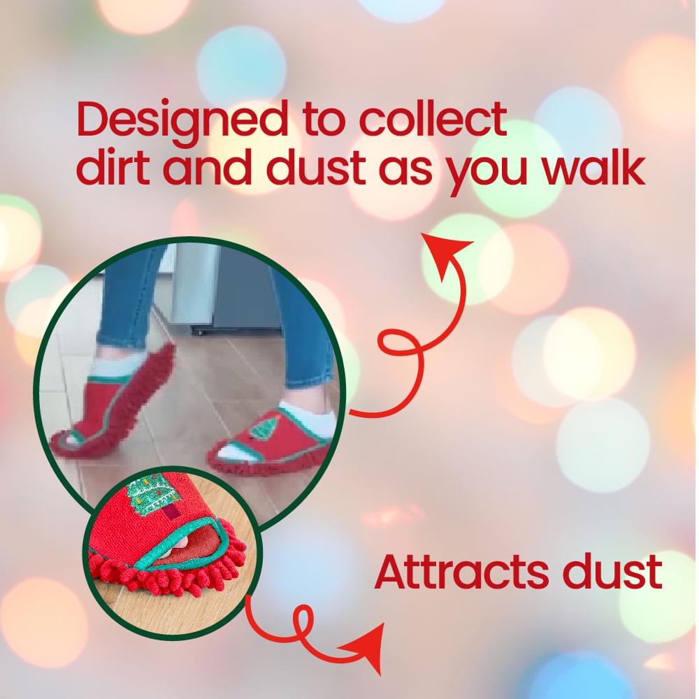 Vigar Christmas Tree Microfibre Cleaning Slippers