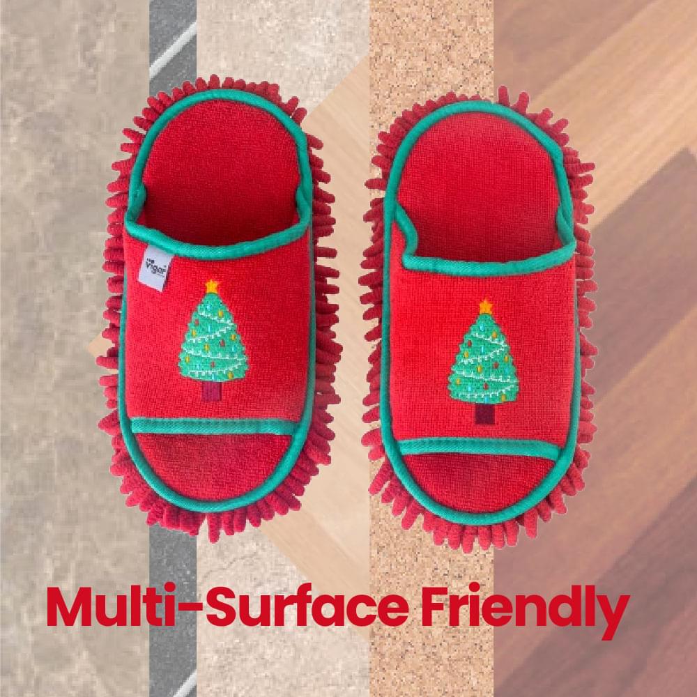 Vigar Christmas Tree Microfibre Cleaning Slippers
