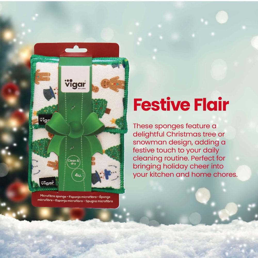 Christmas Tree Microfibre Sponges - 4 Pack