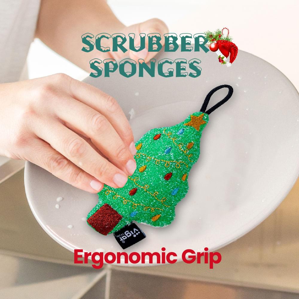 Christmas Tree Scrubber Sponge - 3 pack