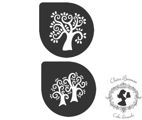 Claire Bowman Cake Lace Vintage Trees Stencil 2 Piece