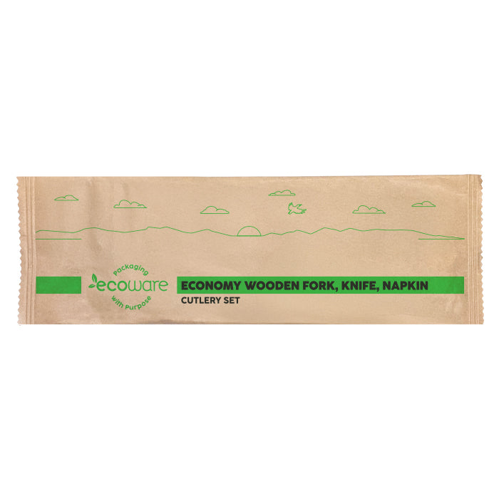 ecoware Economy 6 inch Fork Knife Napkin Cutlery Set (Carton of 400)