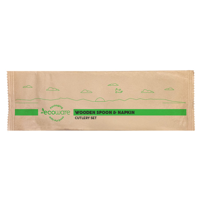 ecoware Wooden Spoon Napkin Set (Carton of 400 Sets)