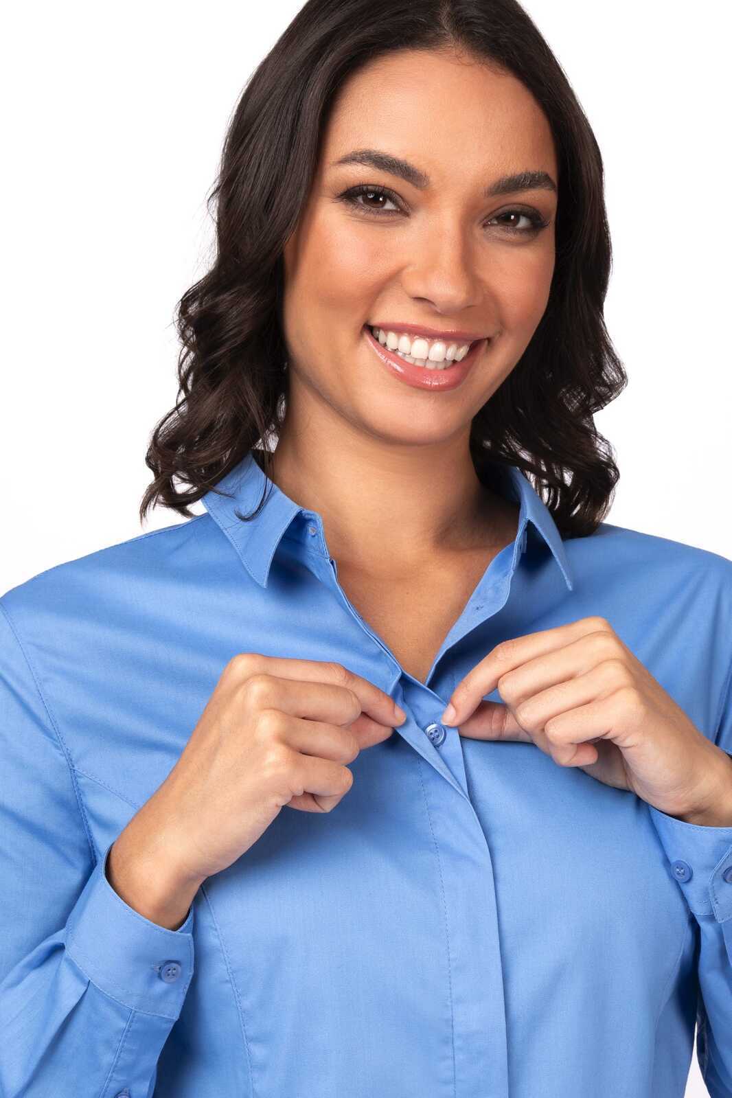Chef Works Premium Formal Women's Dress Shirt - French Blue