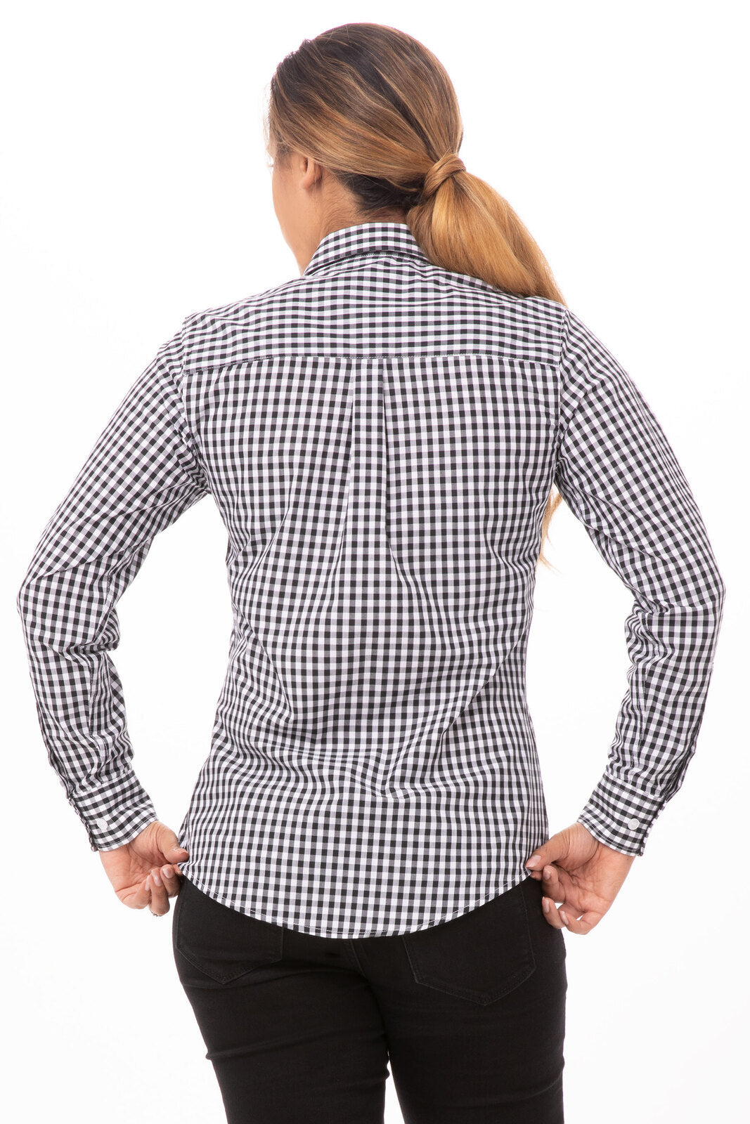 Chef Works Women's Gingham Dress Shirt - Gingham Black