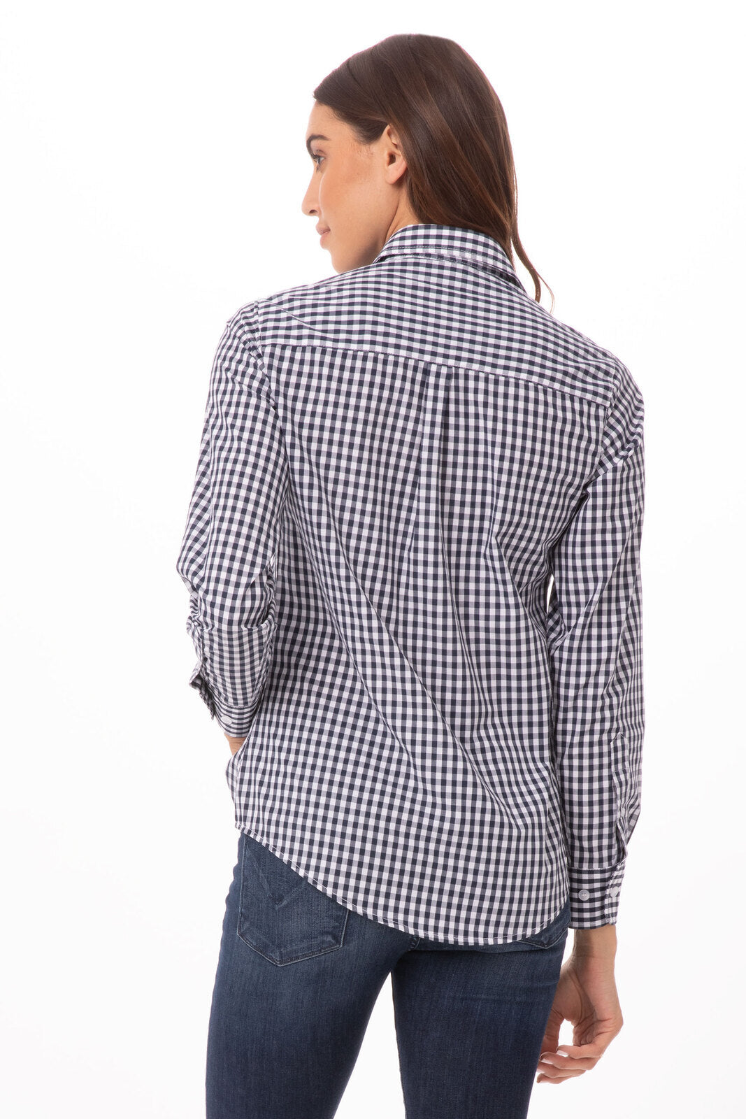 Chef Works Women's Gingham Dress Shirt - Gingham Blue