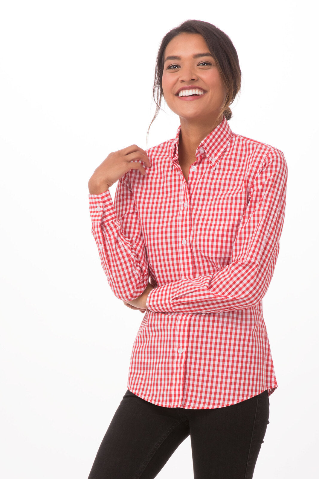 Chef Works Women's Gingham Dress Shirt - Gingham Red