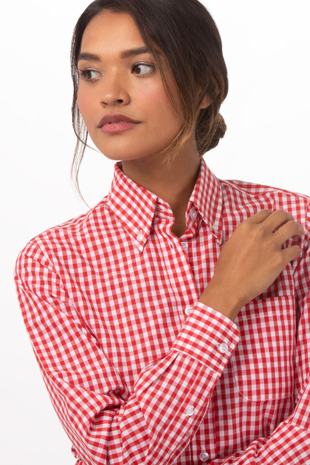 Chef Works Women's Gingham Dress Shirt - Gingham Red