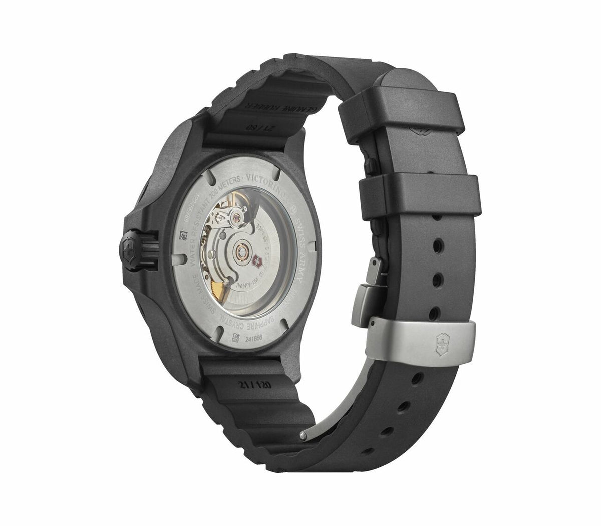 Victorinox I.N.O.X. Carbon Mechanical Watch - Black - Black Rubber Strap