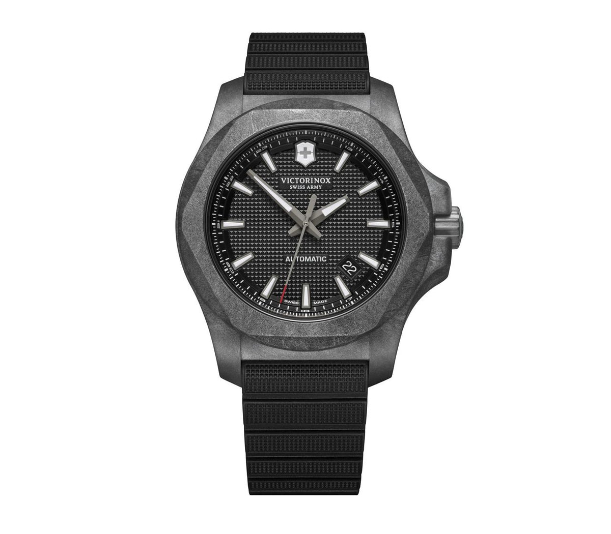 Victorinox I.N.O.X. Carbon Mechanical Watch - Black - Black Rubber Strap