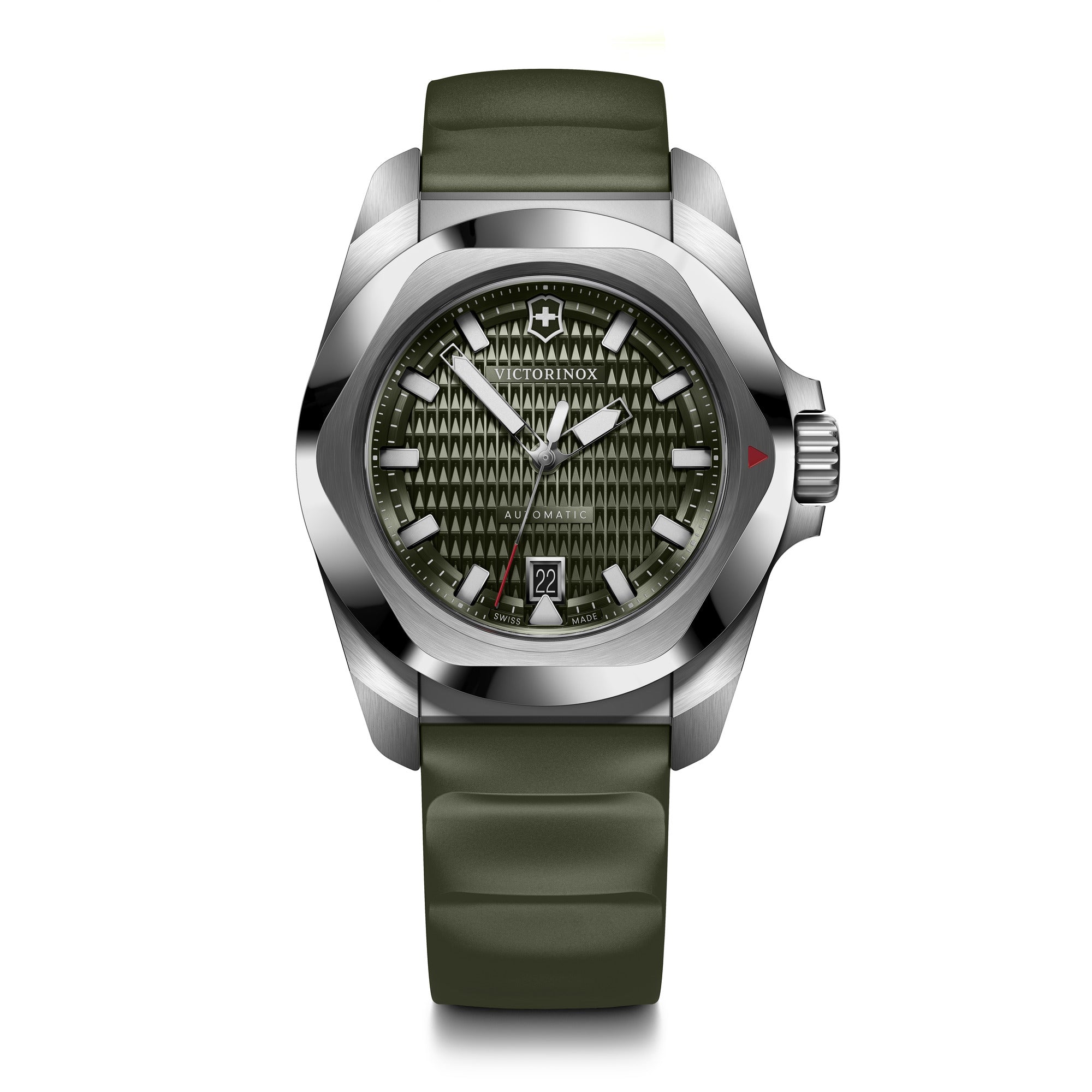 Victorinox I.N.O.X. Automatic & Swiss Army Knife 41 Green Rubber Strap - Green Dial