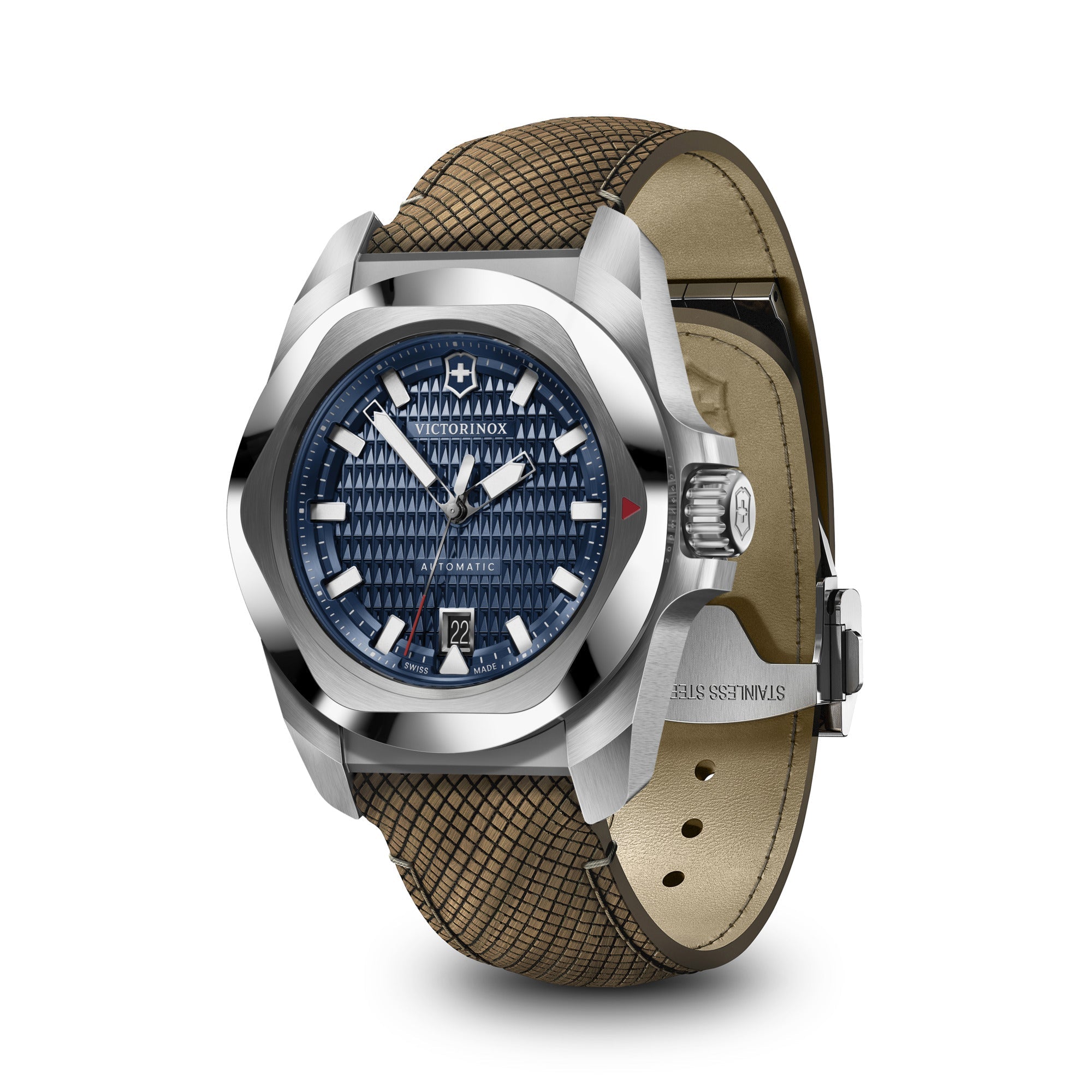 Victorinox I.N.O.X. Automatic 41 Wood & Blue Rubber Strap - Blue Dial