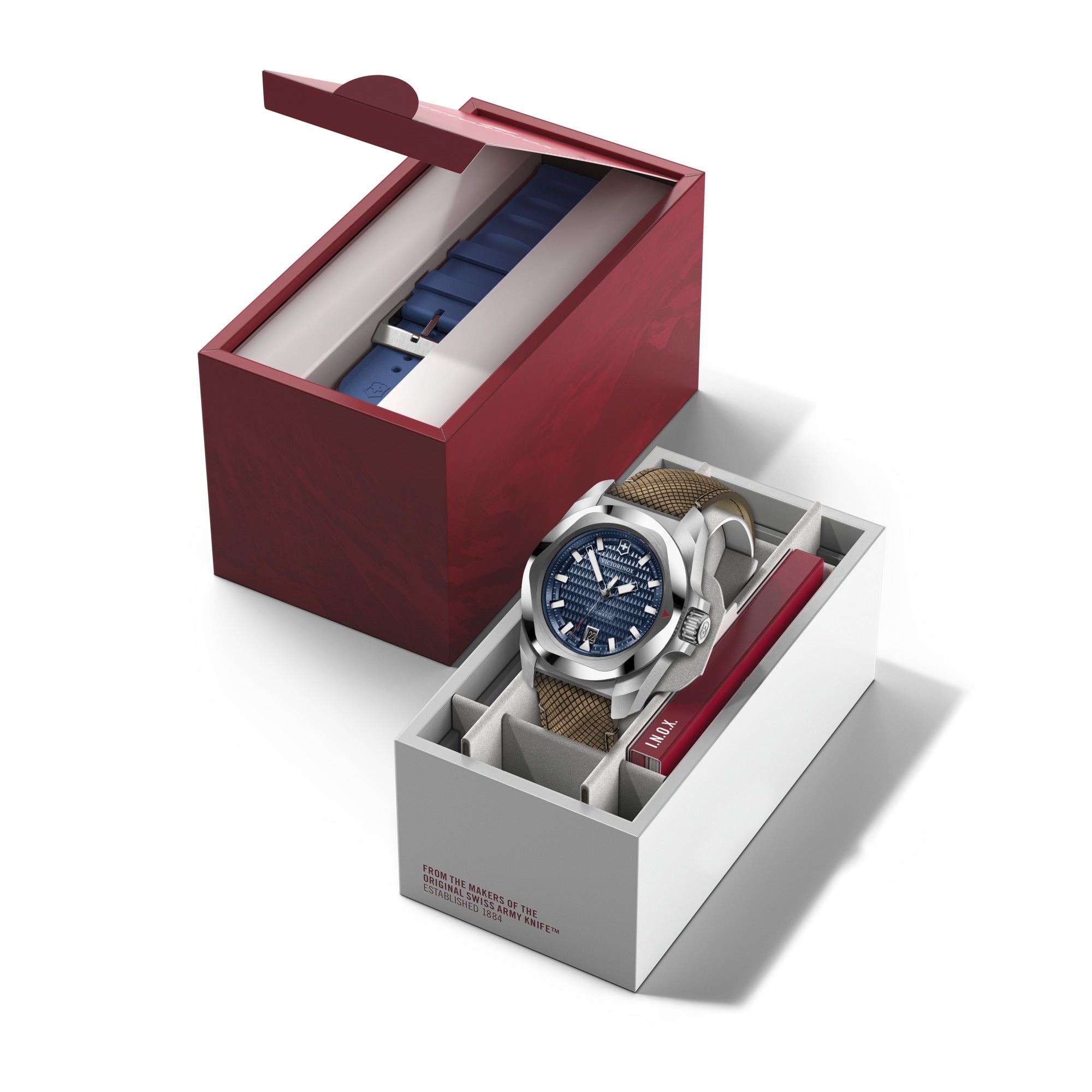 Victorinox I.N.O.X. Automatic 41 Wood & Blue Rubber Strap - Blue Dial