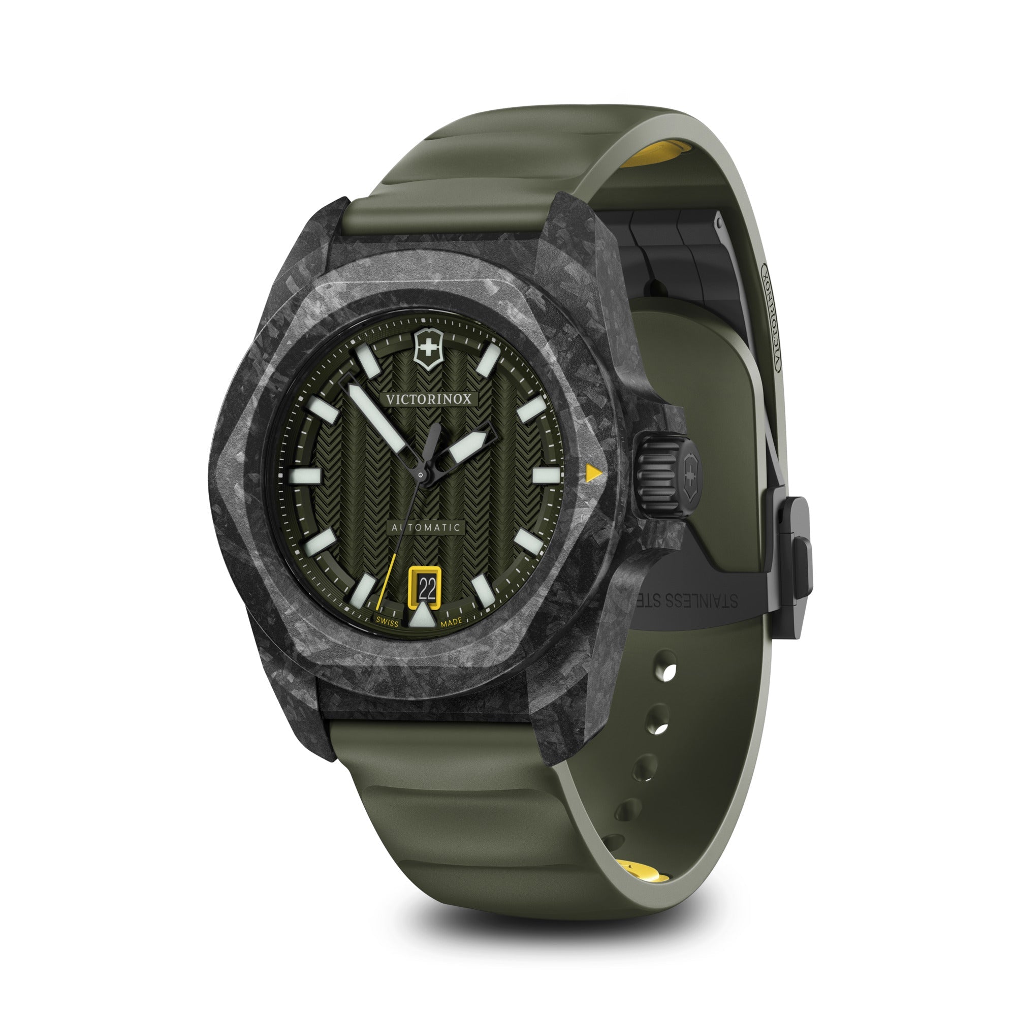 Victorinox I.N.O.X. Automatic 41mm Green Rubber Strap - Green Dial