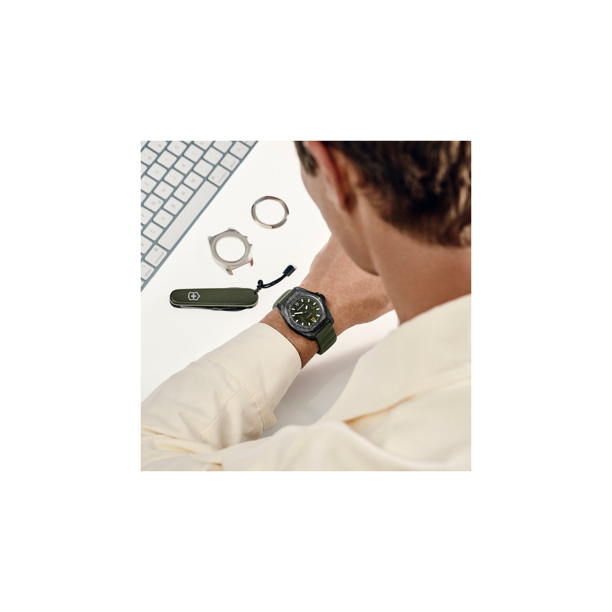 Victorinox I.N.O.X. Automatic 41mm Green Rubber Strap - Green Dial