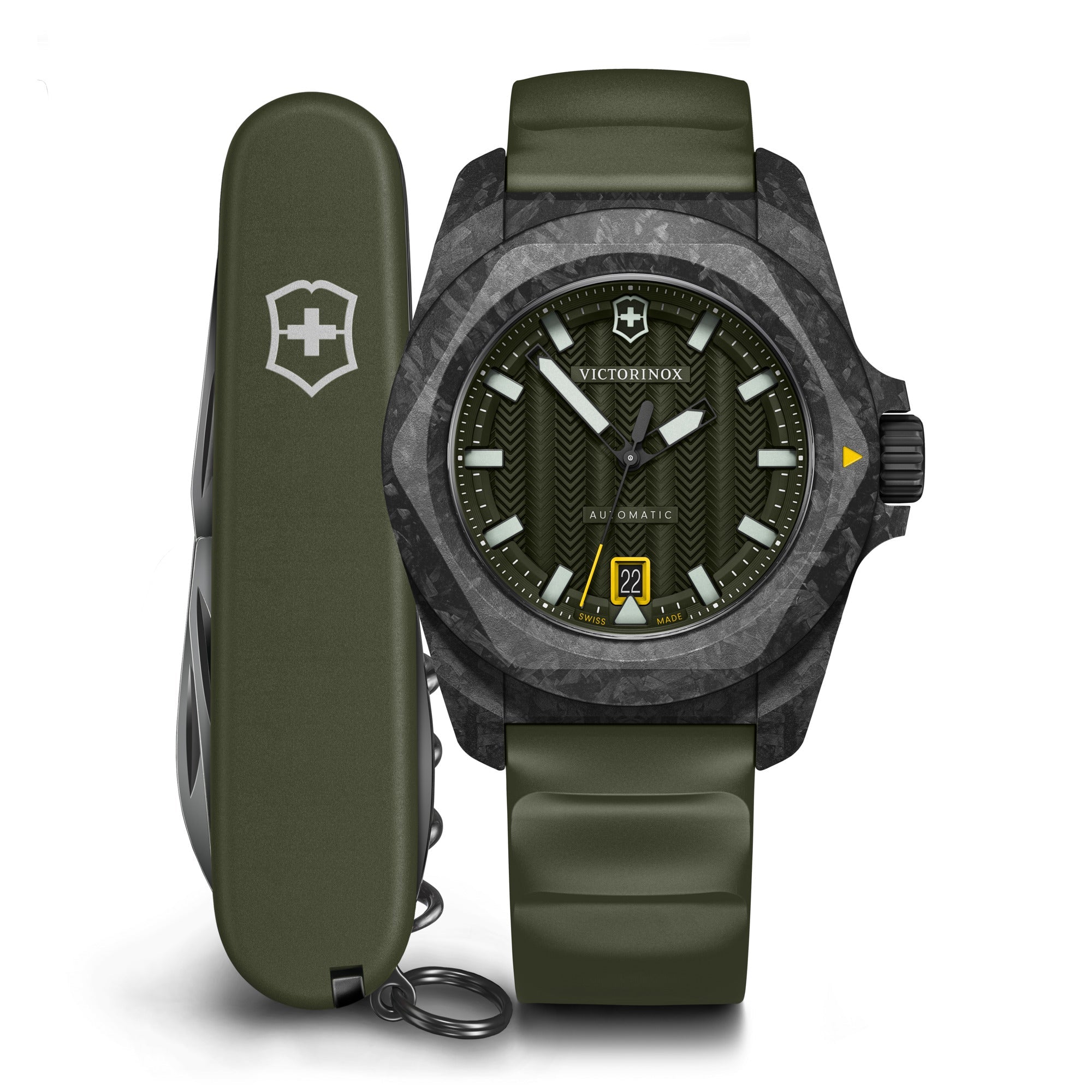 Victorinox I.N.O.X. Automatic 41mm Green Rubber Strap - Green Dial