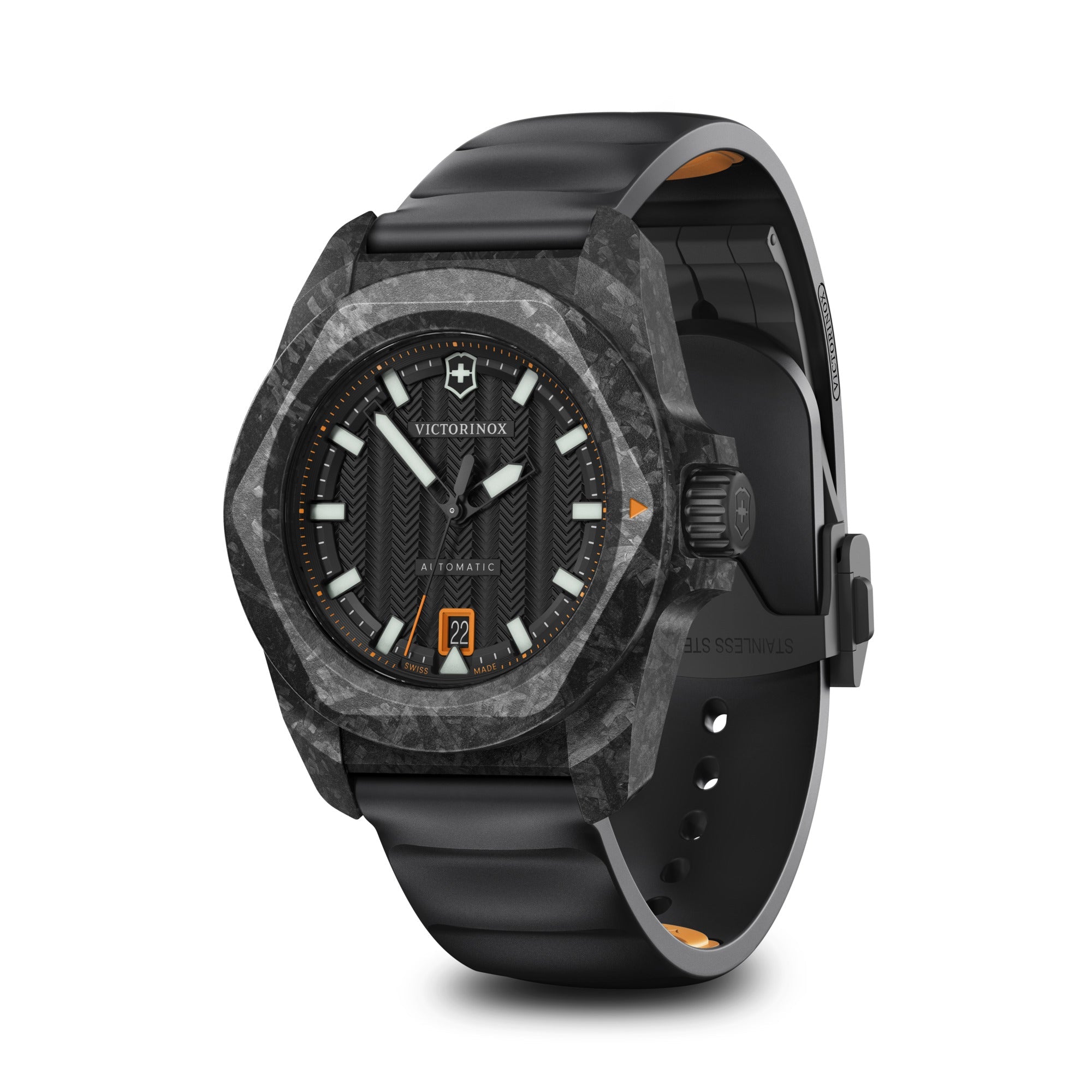 Victorinox I.N.O.X. Automatic & Swiss Army Knife 41mm Black Rubber Strap - Black Dial