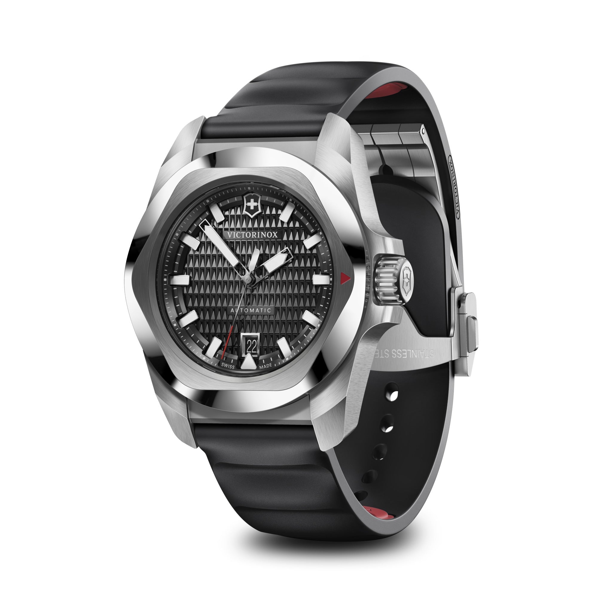 Victorinox I.N.O.X. Automatic 41mm Black Rubber Strap - Black Dial