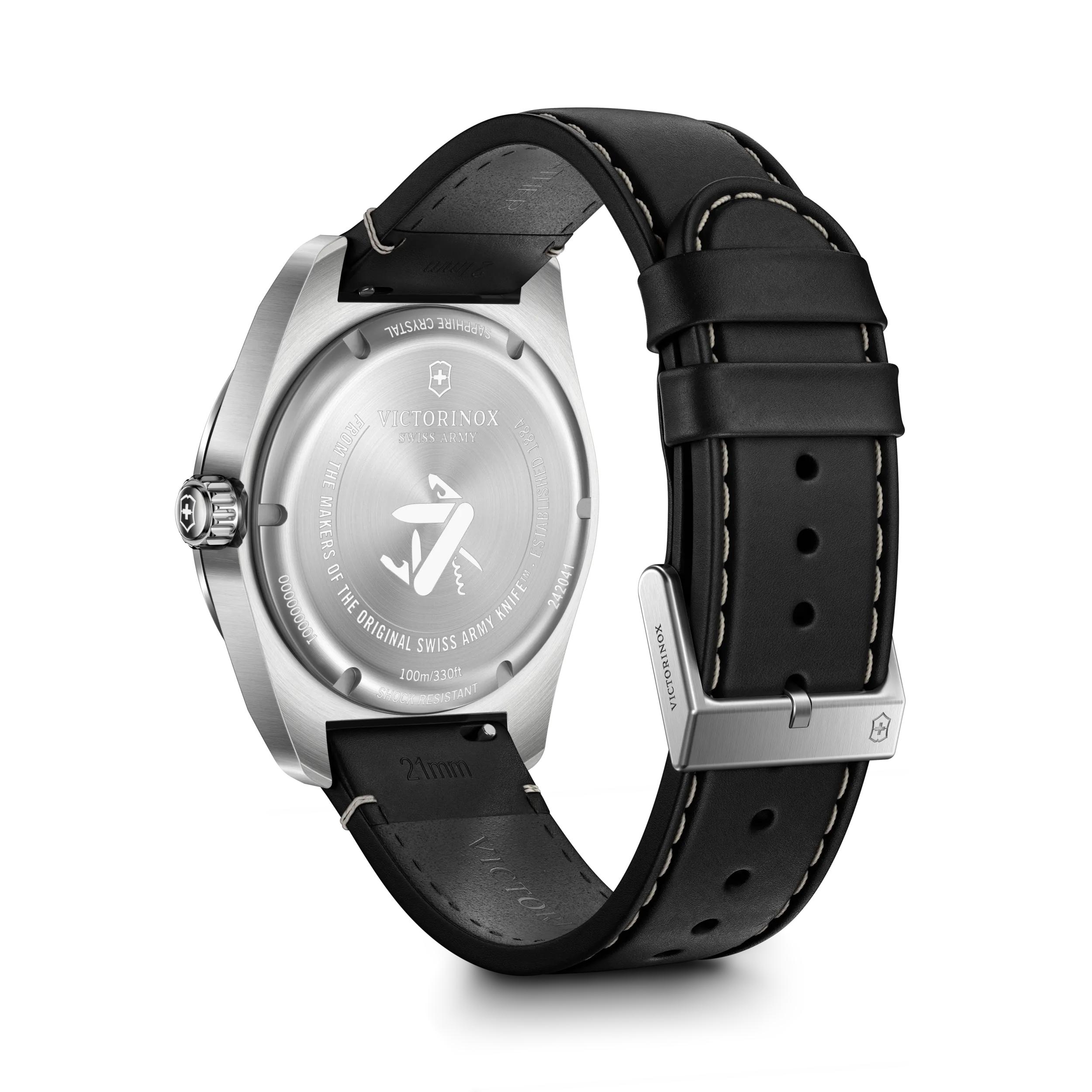 Victorinox Swiss Army Black Dial on Black Leather Strap