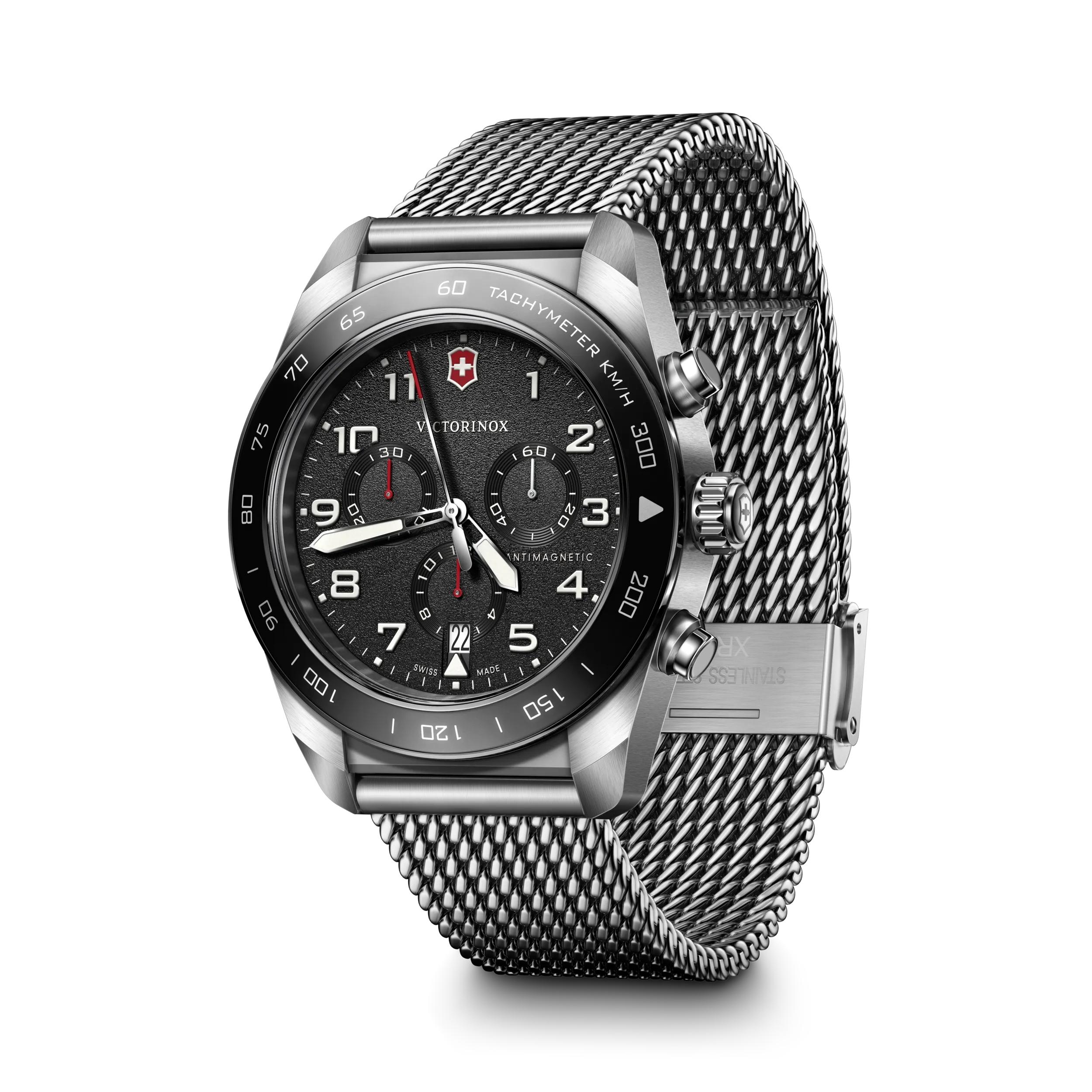 Victorinox Swiss Army Chronograph Black Dial on Stainless Steel Bracelet