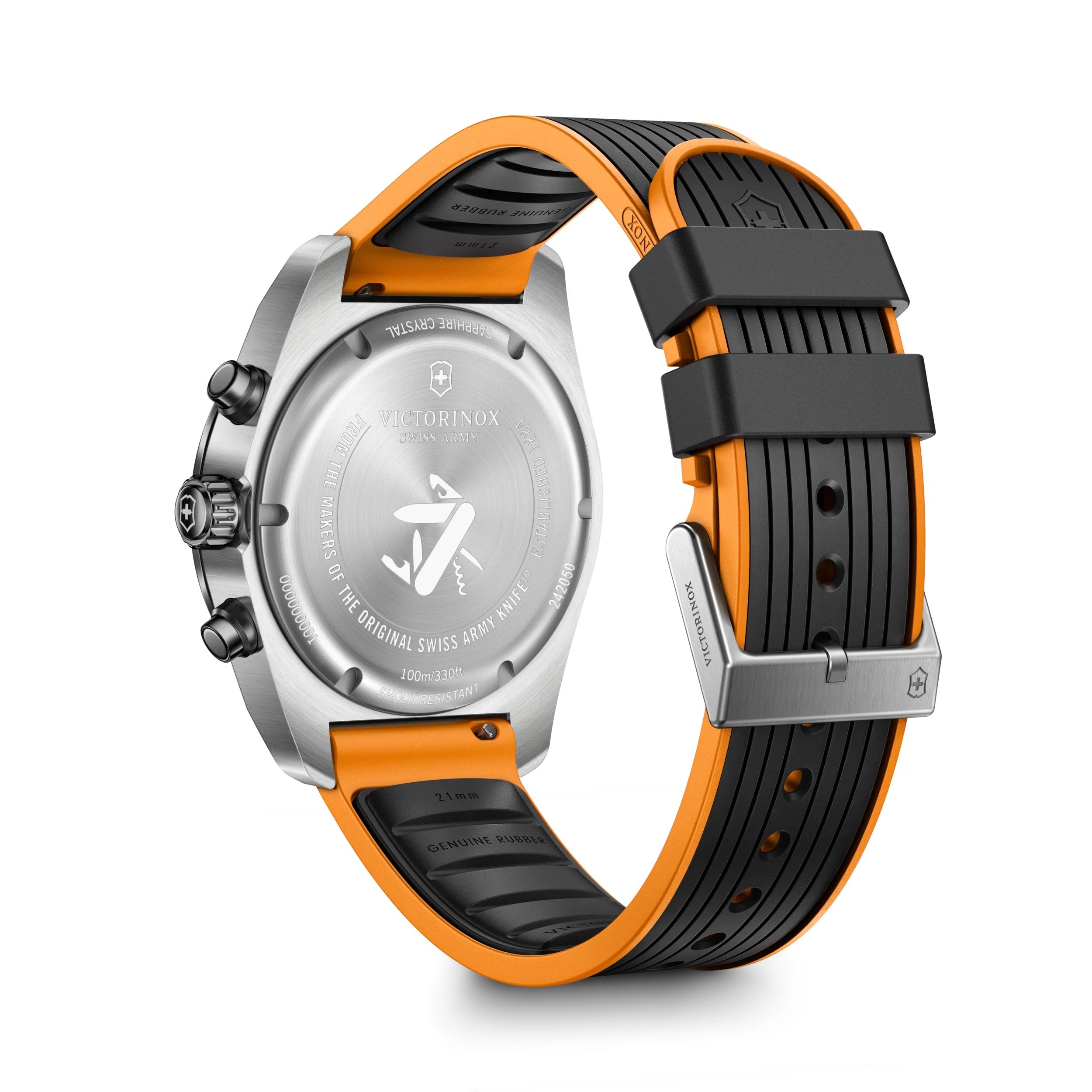 Victorinox Swiss Army Chronograph Black Dial on Black and Orange Rubber Strap