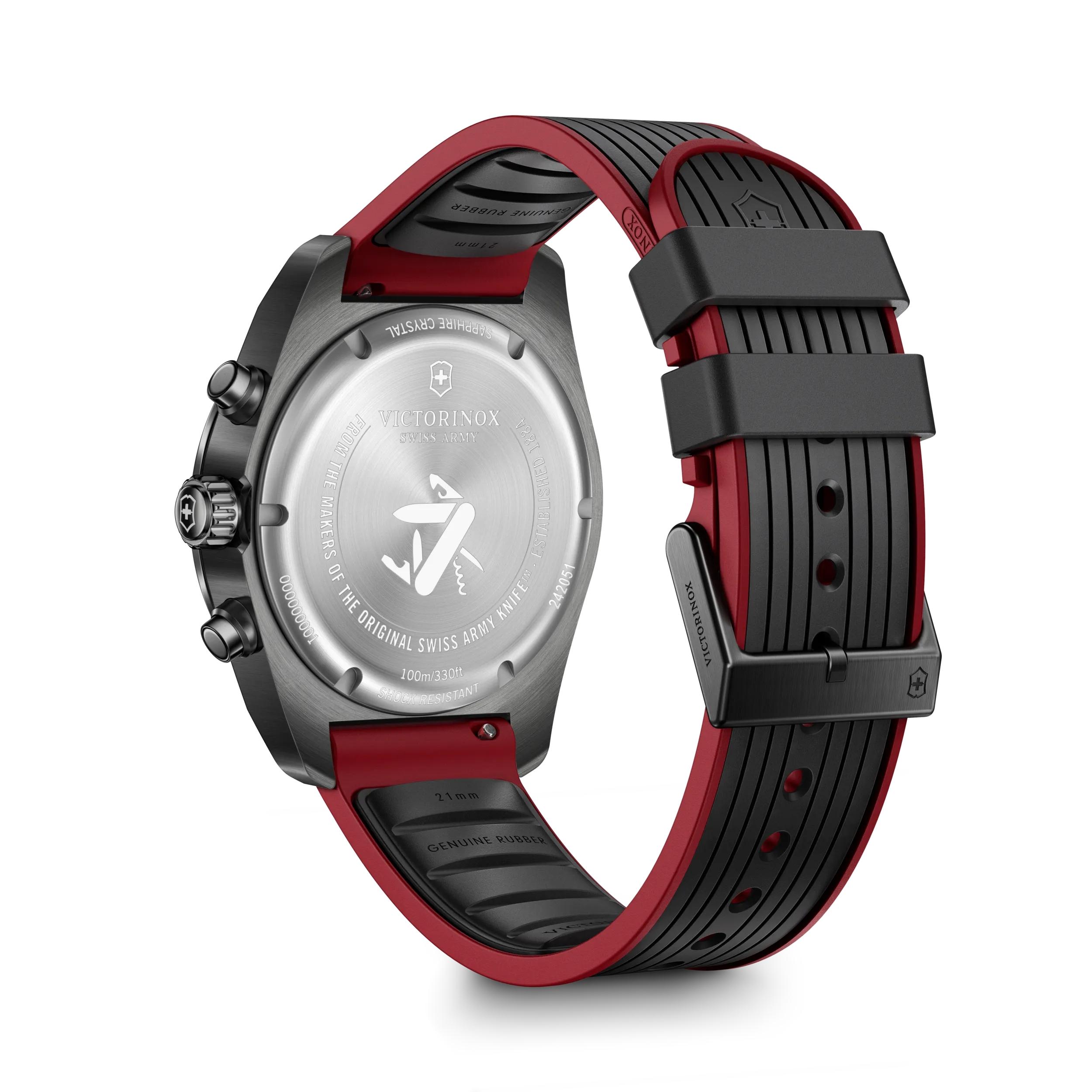 Victorinox Swiss Army Chronograph Black Dial on Black and Red Rubber Strap