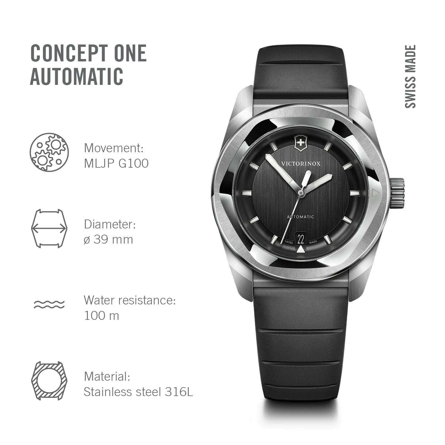 Victorinox Concept One Automatic Black Dial on Rubber Strap