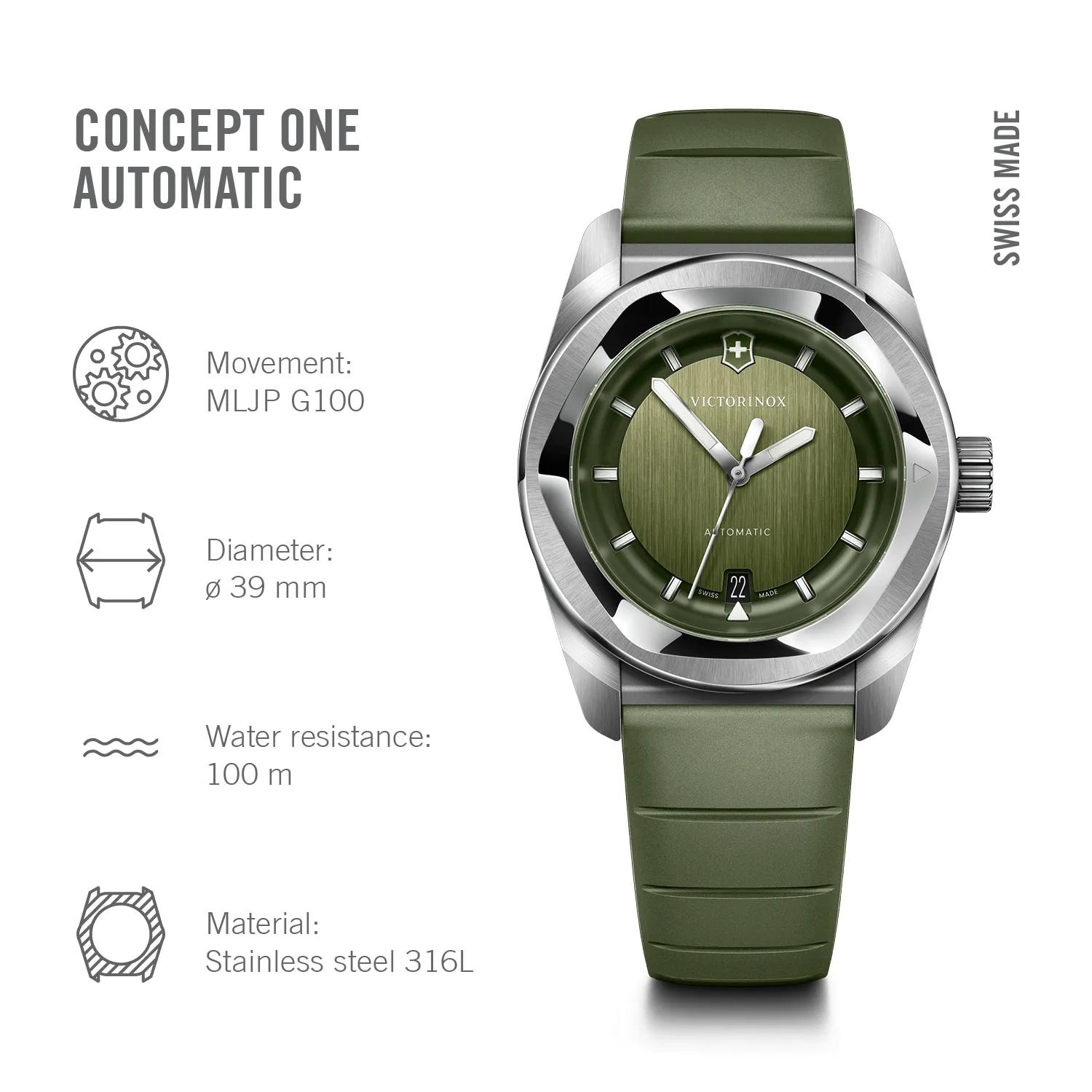 Victorinox Concept One Automatic Green Dial on Rubber Strap