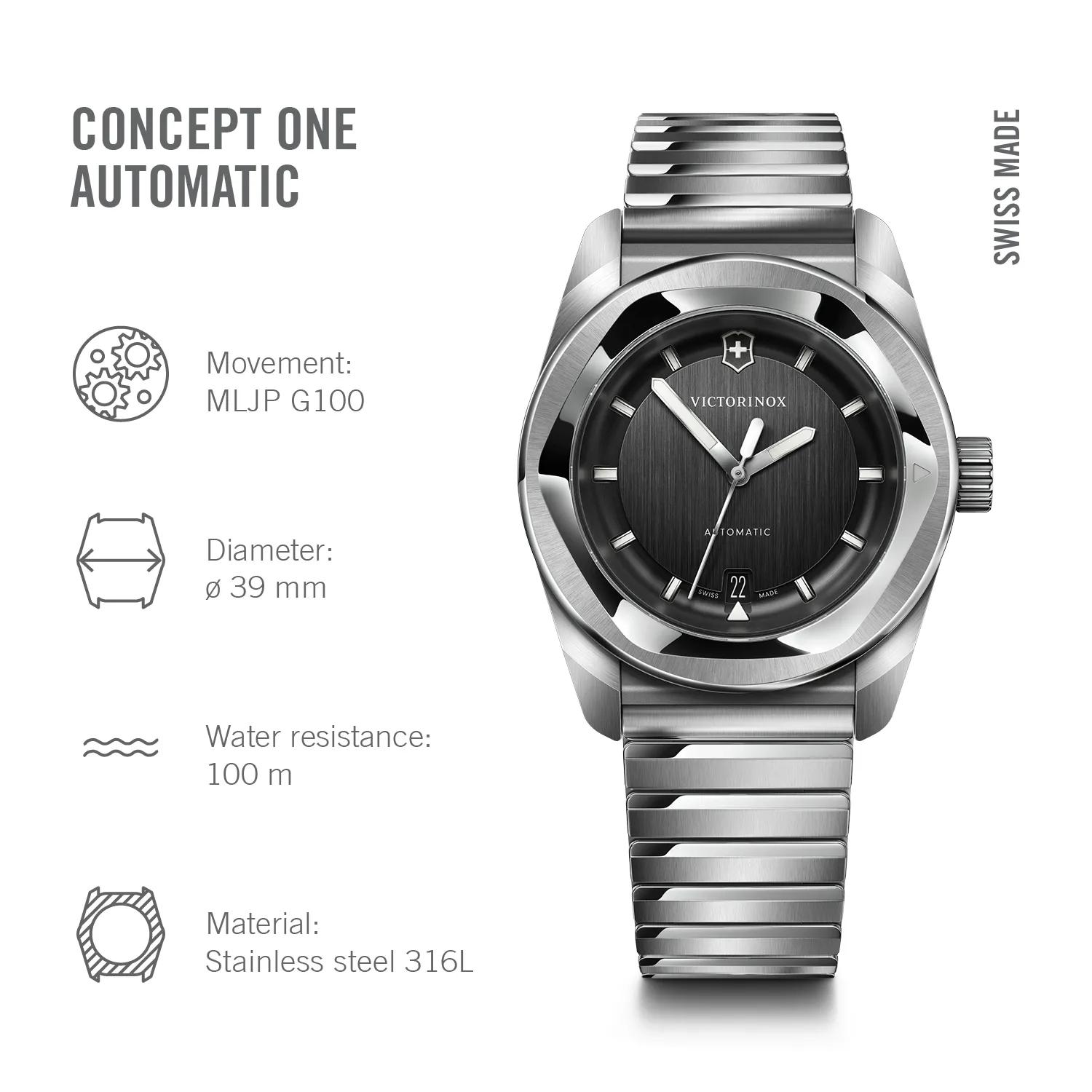 Victorinox Concept One Automatic Black Dial on Stainless Steel Bracelet