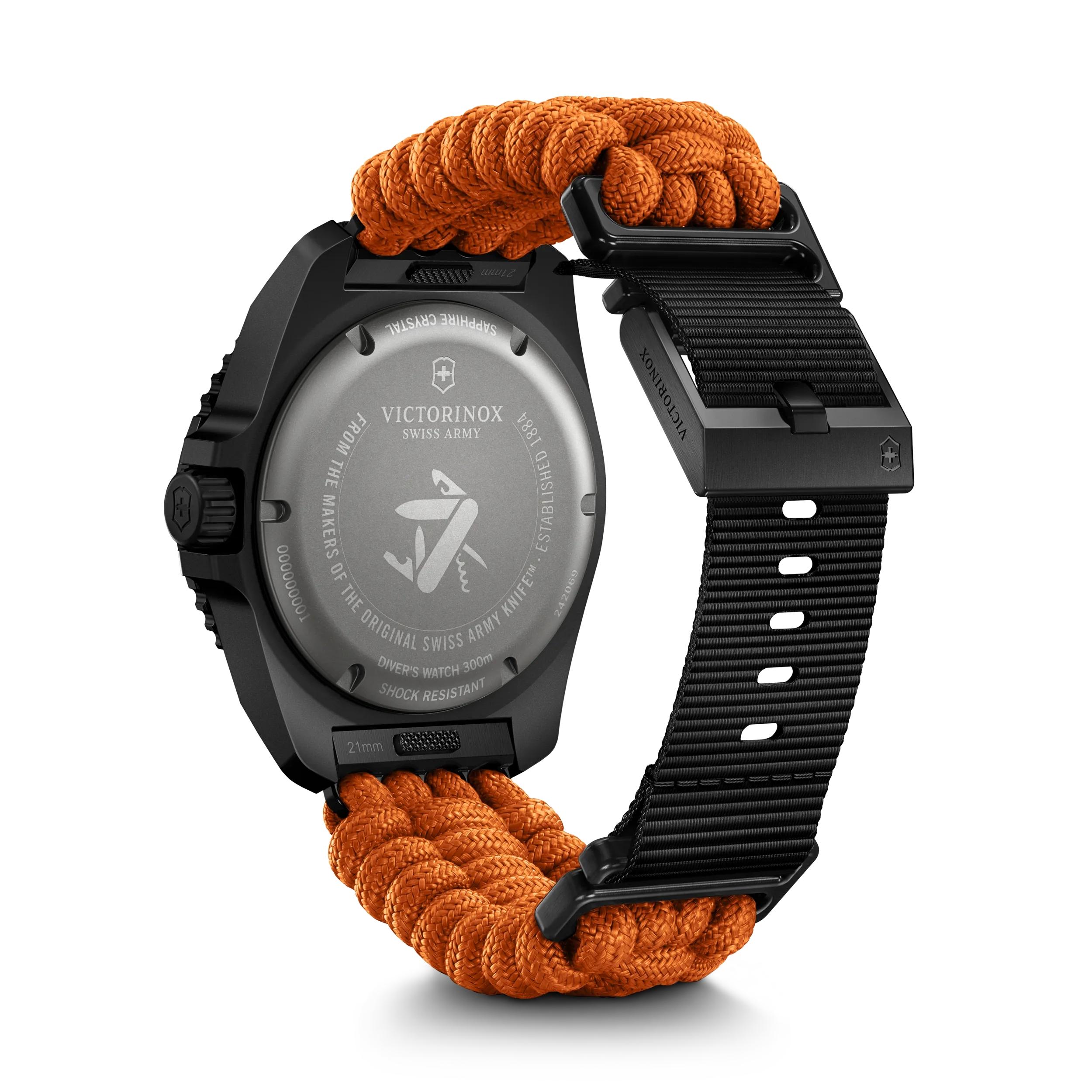 Victorinox Dive Pro Quartz Black Dial on Orange Paracord Strap