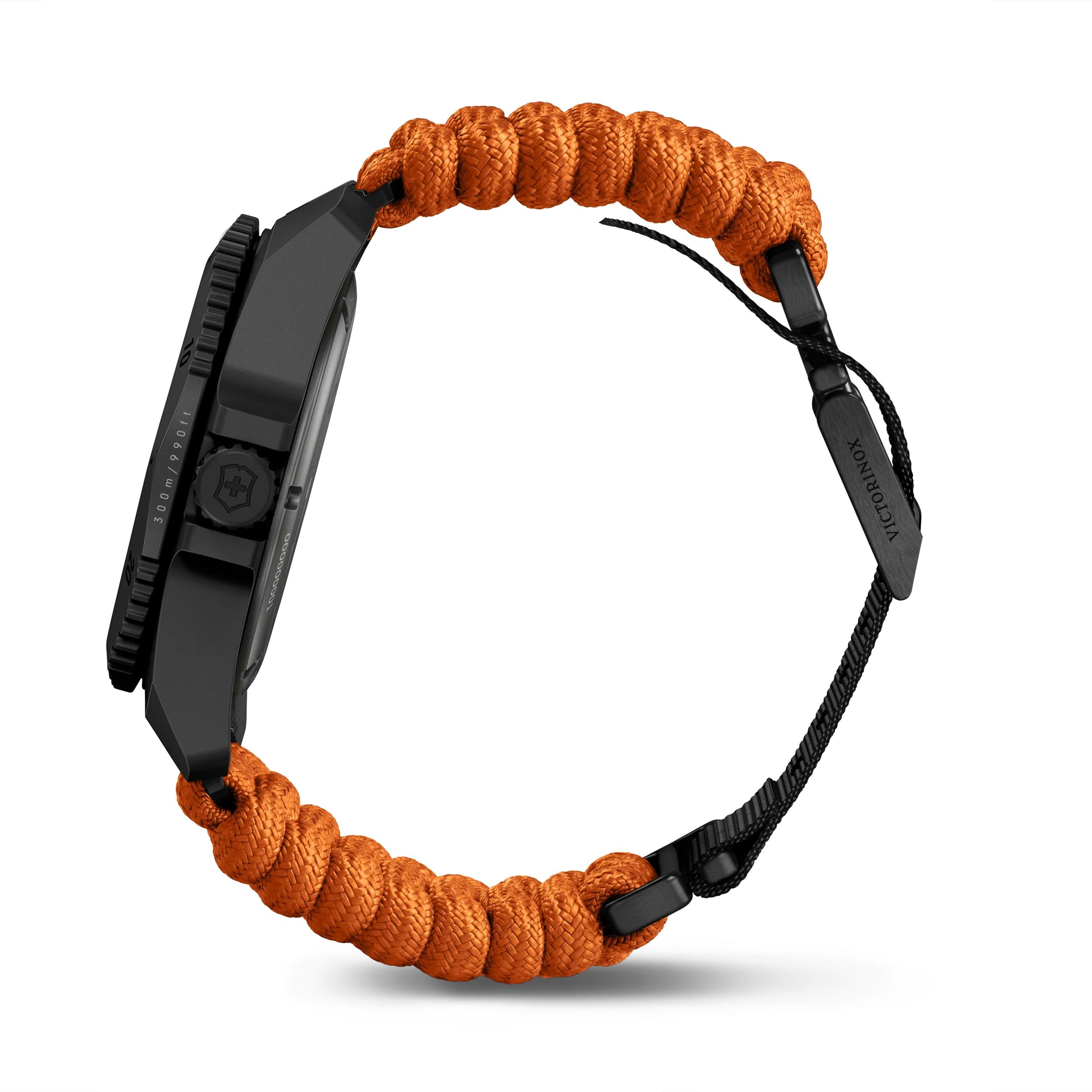 Victorinox Dive Pro Quartz Black Dial on Orange Paracord Strap