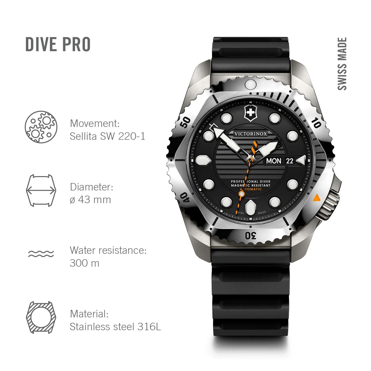 Victorinox Dive Pro Automatic Black Dial on Black Rubber Strap