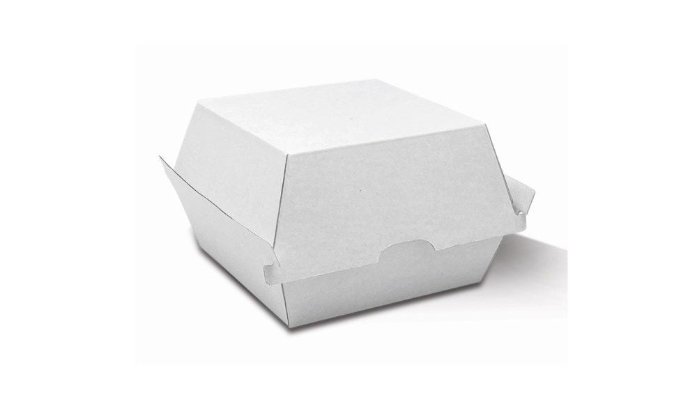 ecoware Burger Box White Corrugated Plain (Carton of 250)