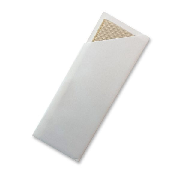ecoware White Cutlery Pouch with Bamboo Napkin (Carton of 1000)