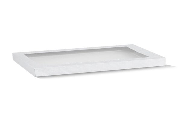 ecoware White Catering Tray Lid Large with PET Window (Carton of 100)