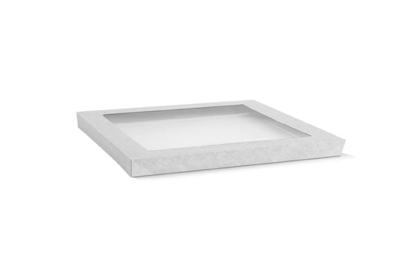ecoware White Catering Tray Lid Medium with PET Window (Carton of 100)