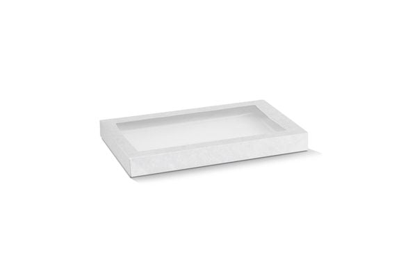 ecoware White Catering Tray Lid Small with PET Window (Carton of 100)