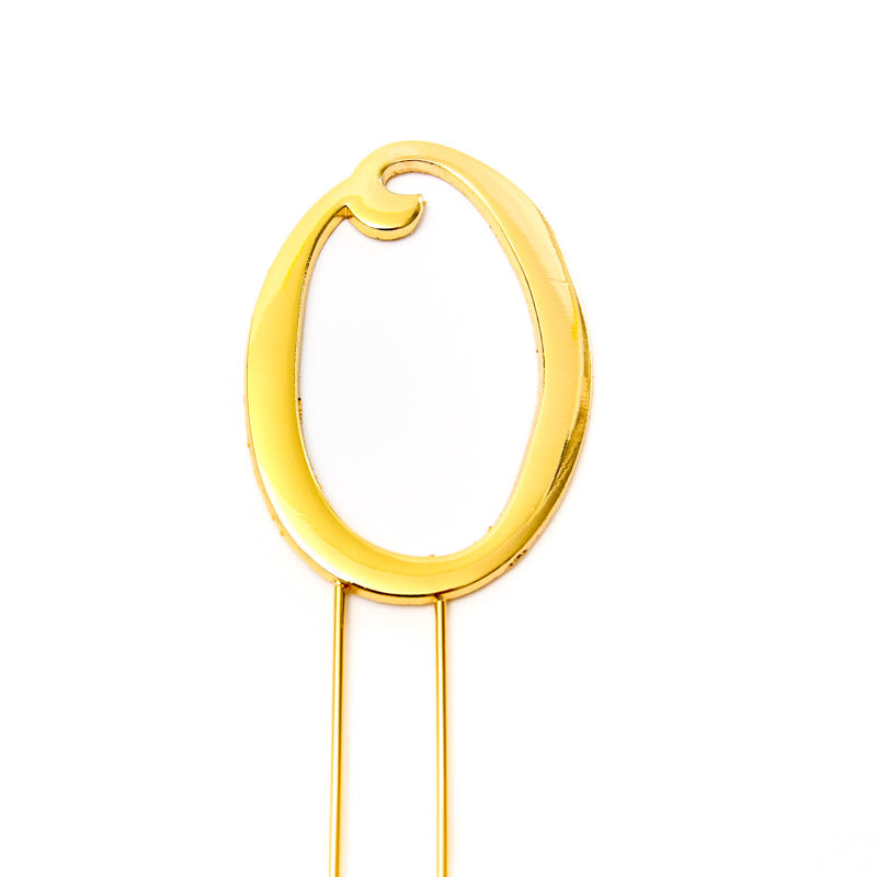 Cake & Candle Cake Topper Number 0 Gold 7cm