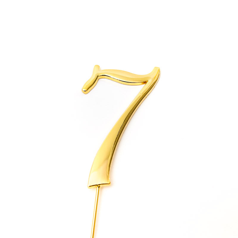 Cake & Candle Cake Topper Number 7 Gold 7cm