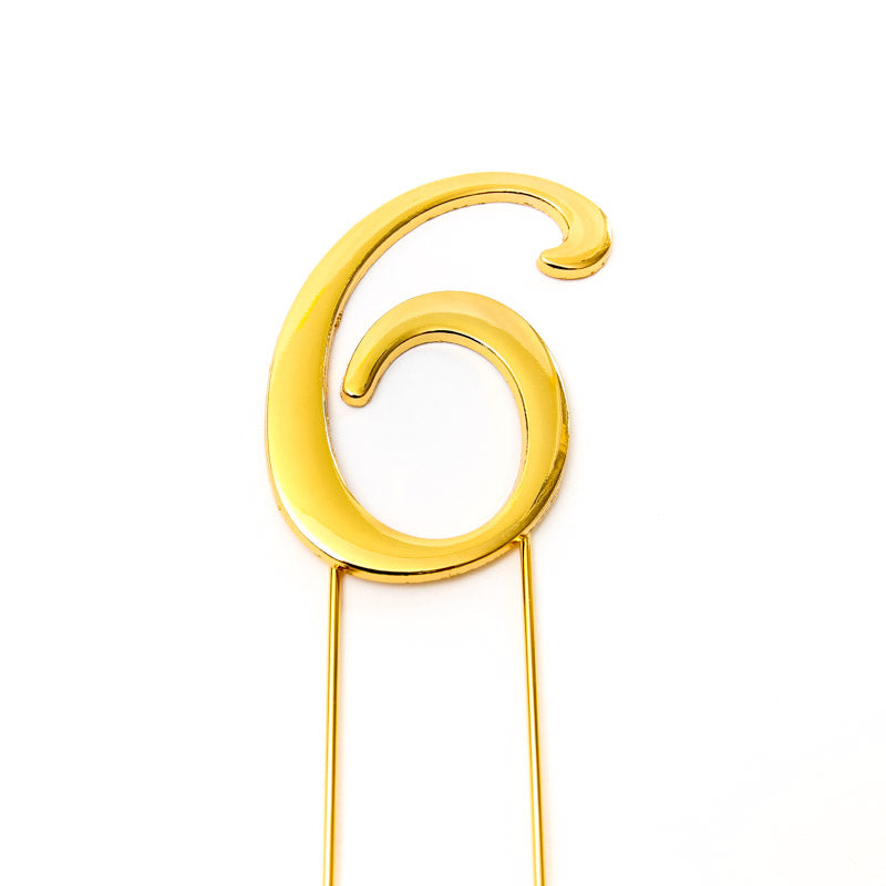 Cake & Candle Cake Topper Number 6 Gold 7cm