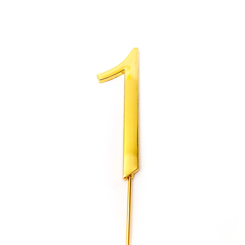 Cake & Candle Cake Topper Number 1 Gold 7cm