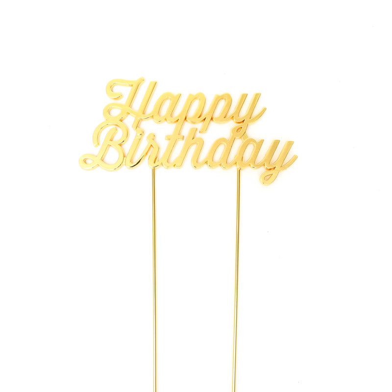 Cake & Candle Gold Plated Cake Topper Happy Birthday 1
